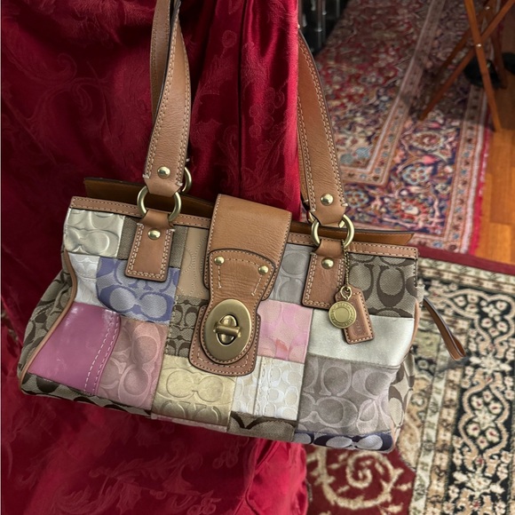 Coach Leather Suede & Canvas Patchwork Bag # F13335 - Picture 10 of 11